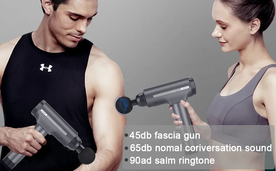 Muscle Massage Gun, Silent Deep Tissue Percussion Back Neck Hammer Massager, for Athletes, 30 Speeds, LCD Touch Screen, with 10 Heads, Handheld Massager (Gray) - back massager for back pain