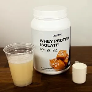 Nutricost Whey Protein Isolate Powder (Cake Batter, 2LBS) Cake Batter 2 Pound (Pack of 1) - Nutricost Salted Caramel Whey Protein Isolate
