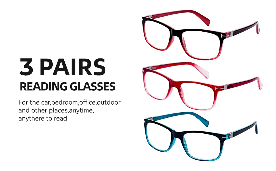 OENEYE 3 Pack Spring Hinge Reading Glasses Lightweight Material Vintage Design Reading Glasses for Men and Women Multicolor 3.5 x - jhkuh