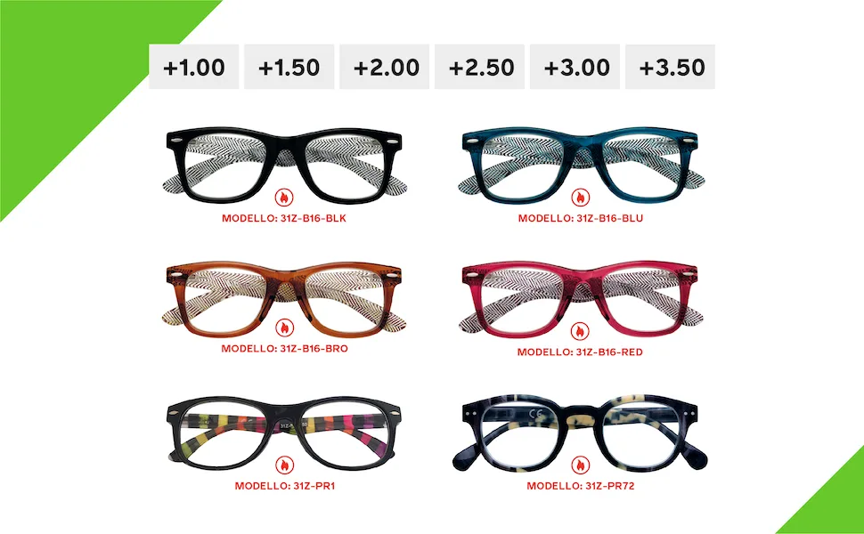 Zippo reading glasses made with a soft line frame ideal for men and women Colorful 2.5 x - 36 DE