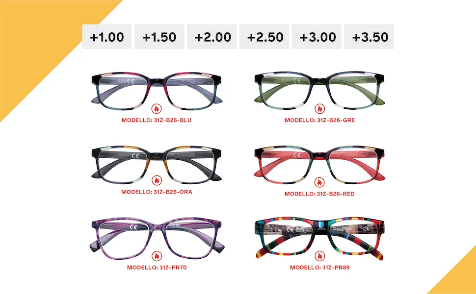 Zippo reading glasses with soft lines ideal for men and women Colorful 2.0 x - 36 DE