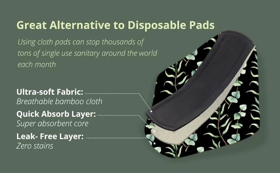 7pcs Set 1 pc Mini Wet Bag +6pcs Absorbent Reusable Sanitary Pads/Washable Bamboo Cloth Menstrual Pads(Winter,S) Winter Small (Pack of 7) - bamboo sanitary pads