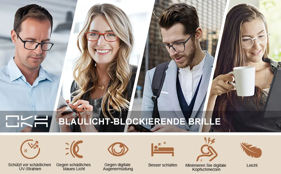 Okh blue light blocking blue light filter glasses for men women unisex computer gaming glasses anti -glare anti eyes stem reduce headache rectangle round glasses with spring hinge black rectangle - product information 1