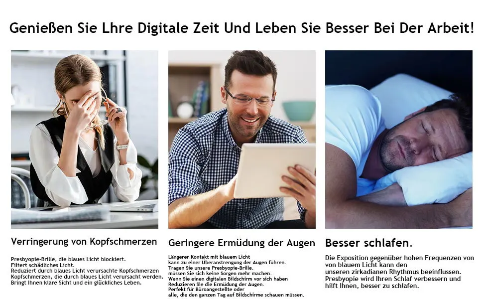 LITIMA Frameless reading glasses men Blue 2.0 x - lesebrille blaulichtfilter 4 stück