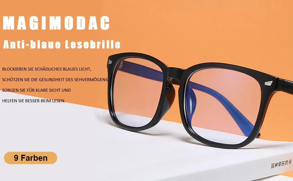 MAGIMODAC Blue light filter reading glasses large women men computer glasses reading glasses Showling glasses computer reading glasses with visual strength transparent 0.0 diopters - lesebrille mit blaulichtfilter, lesebrille mit blaulichtfilter