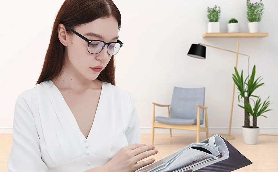 Suertree foldable reading glasses Blue light filter glasses Tr90 optics portable anti-blue visual aid for women men reading help with PU etui +4.0x square - Lesebrille
