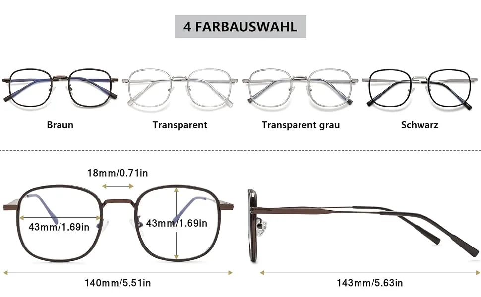 Magimodac women computer glasses blue light filter glasses metal nerd anti blue light blue light glasses without longing gambling frame black - Damen Computerbrille Blaulichtfilter Brille Metall Nerd Anti Blaues Licht Blaulicht Brillen