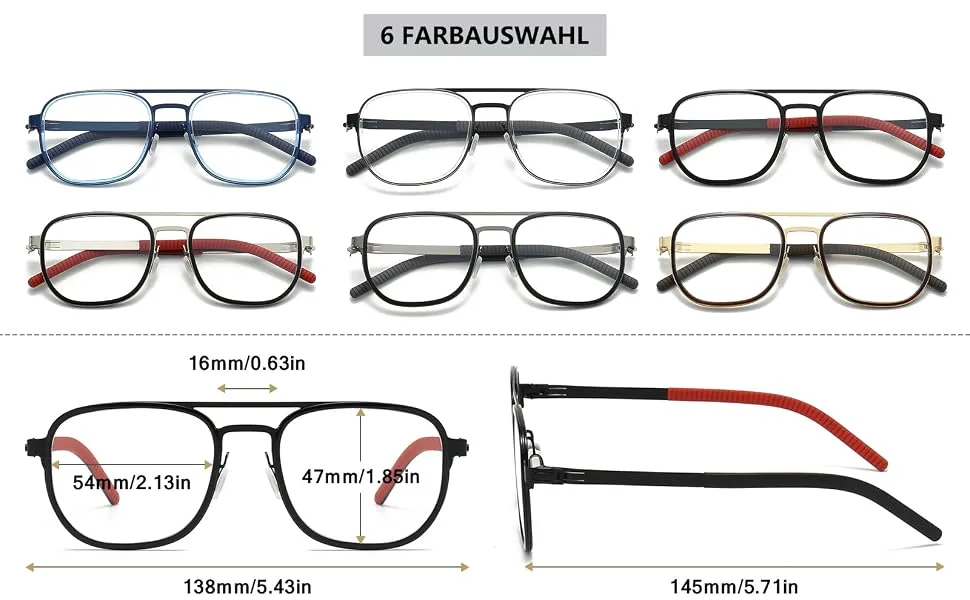 Magimodac metal blue light filter glasses women men computer glasses nerd anti blue light blue light glasses without longing thickness 072-bright black - Blaulichtfilter Brille Computerbrille Nerd Anti Blaues Licht Blaulicht Brillen ohne Sehnstärke