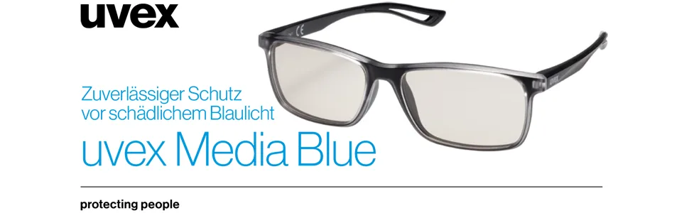 Uvex Media Blue computer glasses - blue light filter for office & gaming - without prescription one size - Zuverlässiger Schutz vor schädlichem Blaulicht: uvex Media Blue