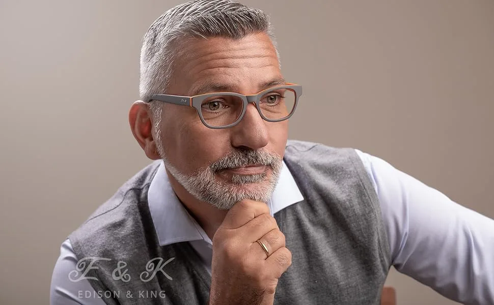 Edison & King Reading Glasses Endless Modern plastic glasses anti-reflective hardened made of acetate +2.50 dpt Transparent - Edison & King, Endless, Umweltbewusst, Schadstofffrei