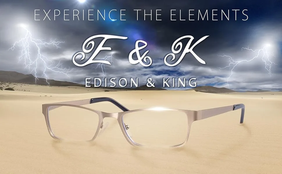 Edison & King reading glasses Elements slim metal glasses with premium lenses anti-reflective and hardened +2.00 dpt Black - Edison & King, Elements, Header