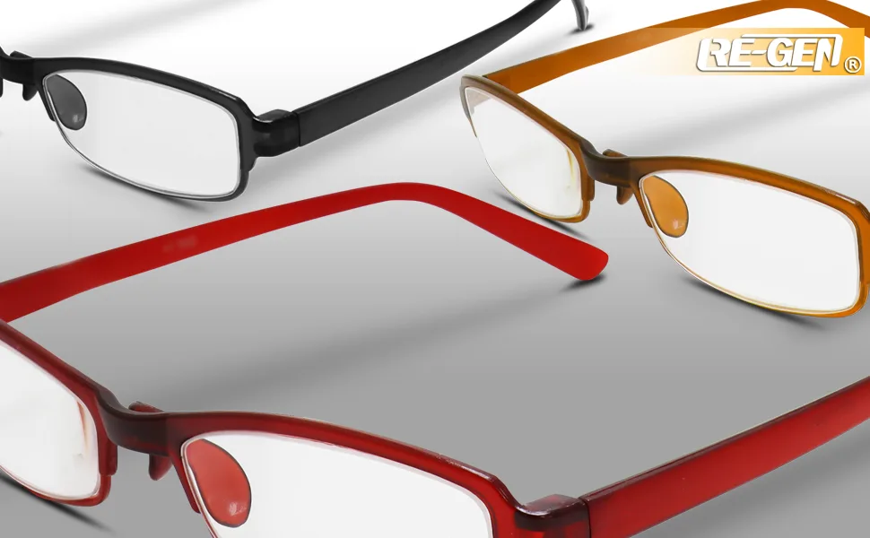 Re-gen 8 pieces slim style low profile plastic frame light rectangular adult reading glasses men black brown red 2.5 diopters - Lesebrille 1,5, Lesebrille 2,0, Lesebrille 2,5, Lesebrille 3,0, Herrenbrille