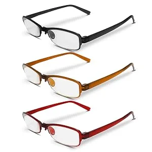 Re-gen 8 pieces slim style low profile plastic frame light rectangular adult reading glasses men black brown red 2.5 diopters - Lesebrille 1,5, Lesebrille 2,0, Lesebrille 2,5, Lesebrille 3,0, Herrenbrille