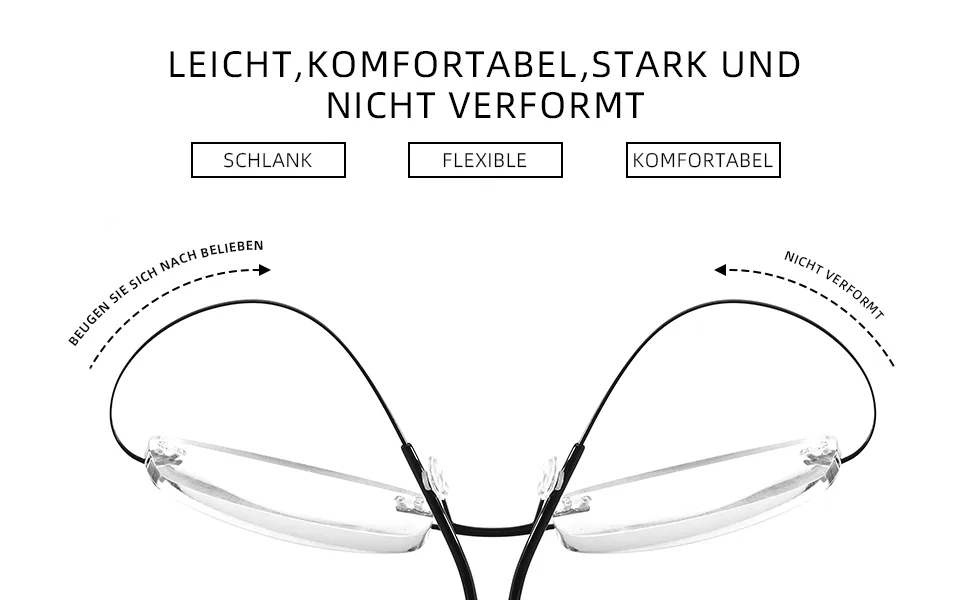 Rimless reading glasses super light titanium reading aid for women and men black +3.50 - Titan Lesebrille Ultraleichte Lesebrille Rahmenlose Lesebrille
