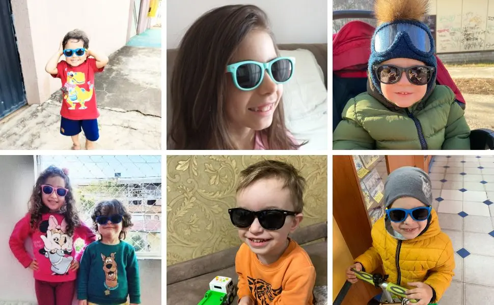 YAMEIZE Child Cute Anti Blue Light Glass Rubber Flexible Glasses for Boys Girls Age 3-10 Blue Yellow Grey - product information 3