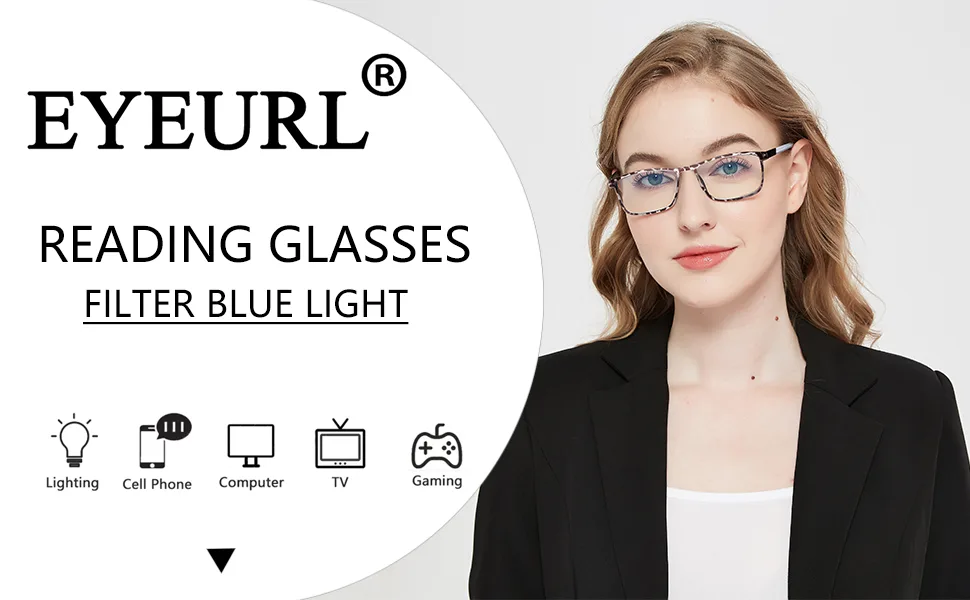 Eyeurl 4 pieces Reading glasses Blue light filter glasses for women and men computer/cell phone blue light blocks readers glasses 4 pieces 2.0 x - product information 3