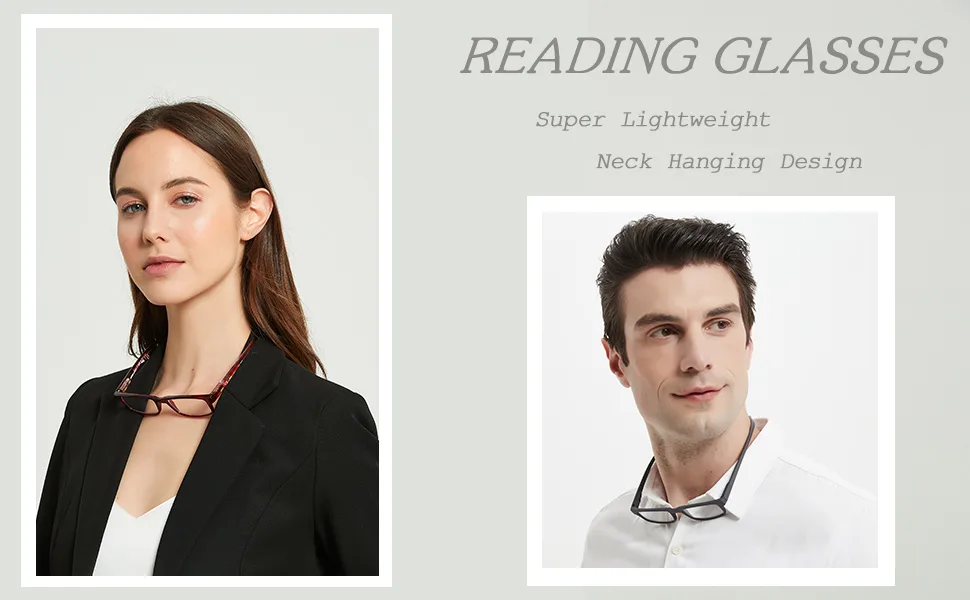Eyeurl 2-pack reading glasses women and men anti-blue computer glasses with spring hinges reading glasses for men rectangular light 2-pack 1.25 x - EYEURL Lesebrille