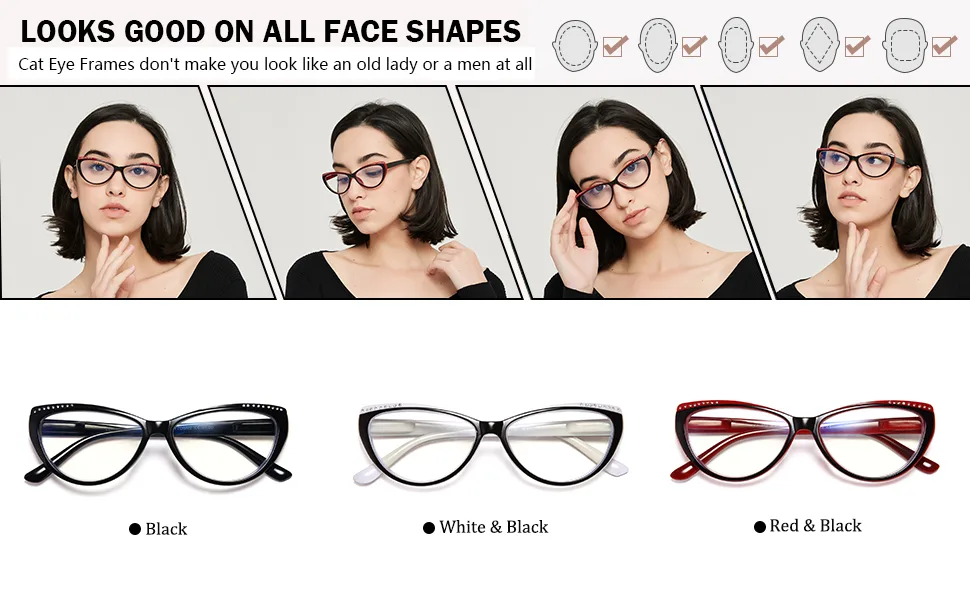 Eyeurl 3 Pack Reading glasses Cateye reading glasses Blue light blocker for women reading glasses visual aid glasses reading help for women with feather hinges 3 pieces 2.5 x - product information 3