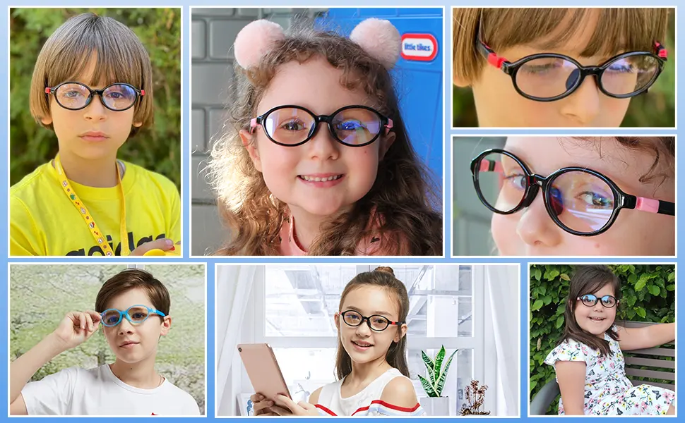 Duco blue light blocking glasses for children anti-glare gaming computer glasses glasses frame for boys and girls old 5-10 k026 black red - Blaufilter Brille Kinder Blaulichtfilter Kinderbrille Computerbrille