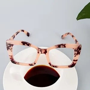 KoKoBin Oprah Oversized Square Reading Glasses with Spring Hinges for Computer Black / Pink Leopard / Pink 2 Diopters - lesebrille damen 1,5, lesebrille anti-blaulicht, lesebrille 2.0