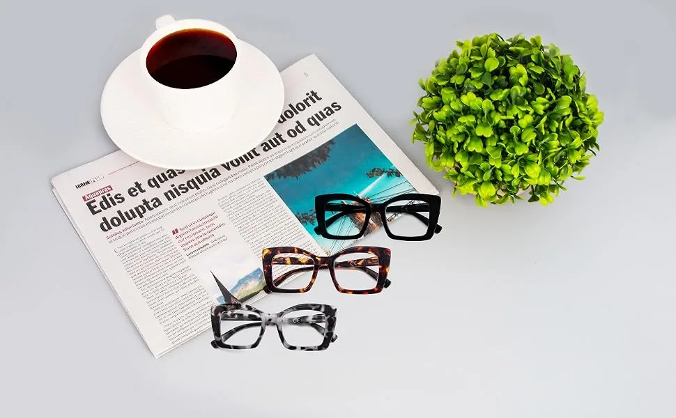KoKoBin Oprah Oversized Square Reading Glasses with Spring Hinges for Computer Black / Pink Leopard / Pink 2 Diopters - lesebrille damen 1.5 lesebrille lesebrille damen lesebrille