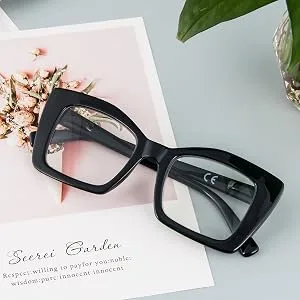 KoKoBin Oprah Oversized Square Reading Glasses with Spring Hinges for Computer Black / Pink Leopard / Pink 2 Diopters - Modische Lesebrille, Lesebrille für Damen 1,5, Lesebrille Anti-Blaulicht