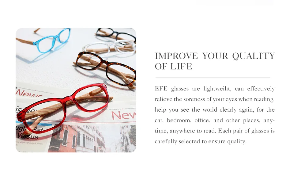EFE reading glasses 5-pack for men and women Rectangular design with wood grain quality spring hinge readers glasses glasses anti-fatigue for reading PC smartphone TV multicolored 2.0 x - Lesebrille