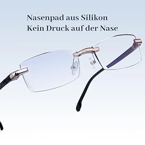 LUFF Reading Glasses HD Anti-Blue Diamond Cut Edge Frameless Reading Glasses Blue 1.5x - Computerbrillen