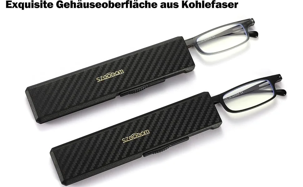 Szeoeom ultra-thin foldable reading glasses for women and men light tr90 too foldable compact computer reader portable slim flat stable housing black +2.0 black 2 diopters - SZEOEOM