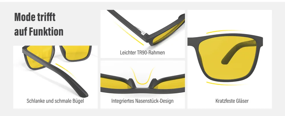 BloomoAK-99 % blue light-blocking glasses gaming goggle-free-free-anti-fatigue suitable for screens games television yellow-65 %-matt black rectangular - brille gelbe gläser rechteckig