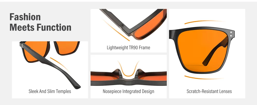 BloomoAK-99 % blue light-blocking glasses gaming gaming-free-free-anti-fatigue suitable for screens games television orange-99 %-square matt black (hinge upgrade) rectangular - Blaulichtbrille
