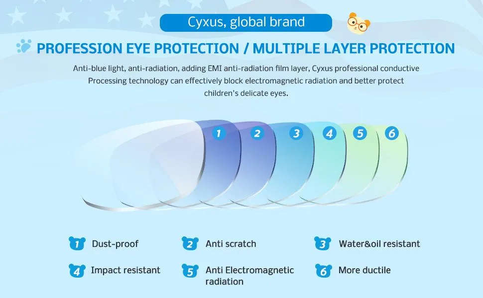 Cyxus Kids Blue Light Filter Glasses Non-Prescription Ultem Super Soft Lightweight Computer Gaming PC Glasses Boy Girl 01blue - blaulichtfilter brille junge mädchen