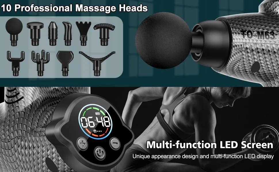 TOLOCO Massage Gun, Upgrade Percussion Muscle Massage Gun for Athletes, Handheld Deep Tissue Massager Gun, Carbon Carbon Black - massage gun
