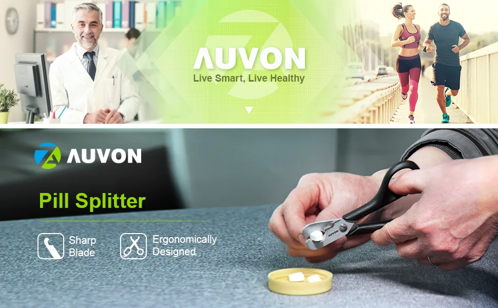 AUVON Scissors-Shaped Pill Cutter, Sharp Blade Pill Splitter for Accurately Dividing Various Size of Vitamins, Tablets and Medications in Half Black - product information 1