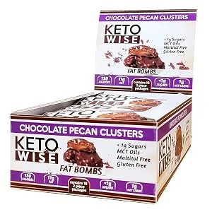 Keto Wise Fat Bombs - Chocolate Pecan Clusters - 16 packs 32g each - product information 1