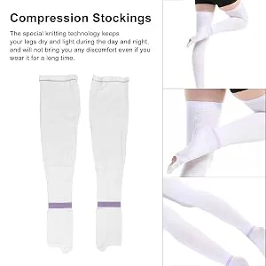Compression stockings thigh -high compression socks white hose compression stockings prevent leg edema from breathable compression stockings for varicose veins swelling edema (XL) - product information 8