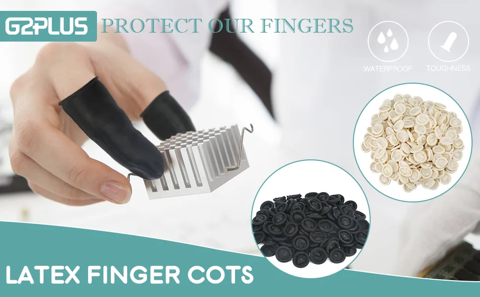 Disposable Latex Finger Cots Rubber, 140g (Approx 205PCS) Fingertips Protective Finger Art Latex Tissue Finger Cot (Black) - cots