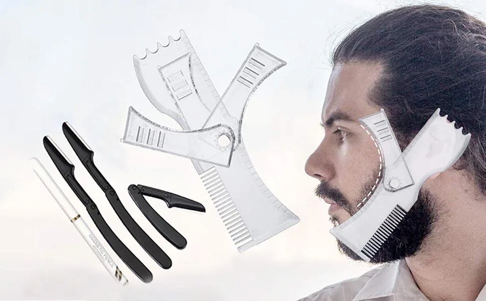 Tytlyworth beard transparent bar directional tool non -slip rubber |-Styling tools and devices of white chul - Schnurrbartformer,Einstellbares Bartformer-Werkzeug für Männer - 3-in-1-Styling-Werkzeuge und