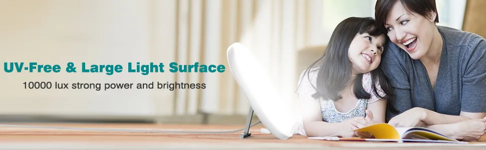 Light Therapy Lamp, UV-Free 10000 Lux Therapy Light, Touch Control with 3 Adjustable Brightness Levels and 4 Timer Function, Large Light Surface 90° Rotatable Stand, Compact Size for Home/Office Use - light therapy lamp