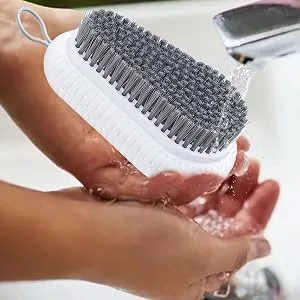FACYNDE needle cleaning brush fashionable fingernail peeling brush with loop practical fingernail brush cleaning pedicure tool for men and women gray - Guter Helfer