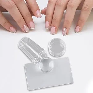 Bexdug Silicone Nail Stamper Clear Nail Art Stamper Scraper Clear Jelly Nail Stamper with Nail Scraper Silicone Jelly Stamp - [Einfache Verwendung] Nail Stamper ist