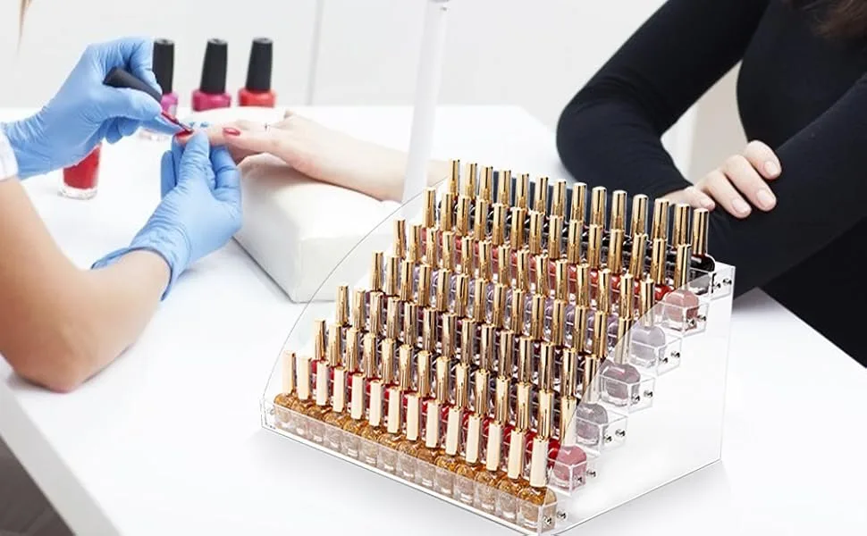 AYNEFY nail polish stand Three layers acrylic clear nail polish storage makeup display stand organizer holder 31x13.3x11cm 3 couche - Nagellack-Organizer