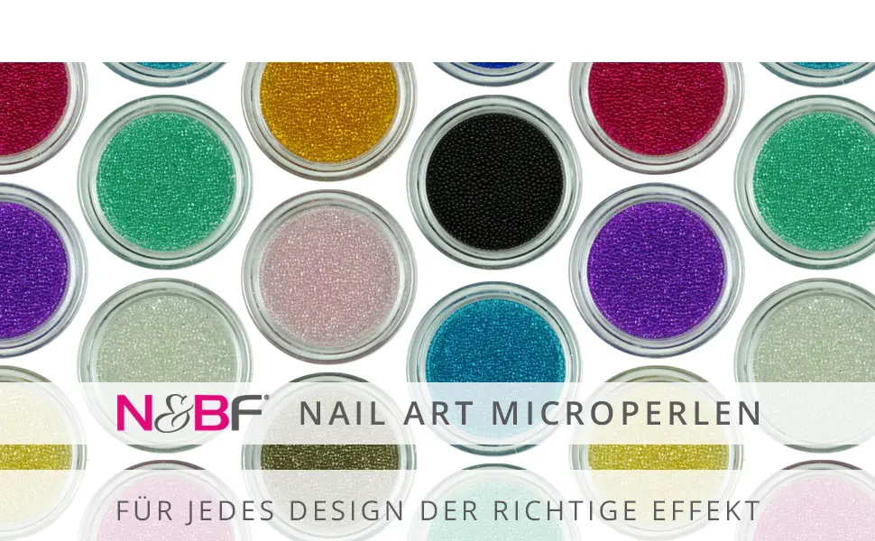 N&BF Nail Art Microperlen Black (black) |Microbeads for caviar nails |Micro pearls insert for UV gel and acrylic modeling |NAGEDESIGN CAVIAR PEARLS BUNT for manicure & pedicure - N&BF Microbeads Nail Art