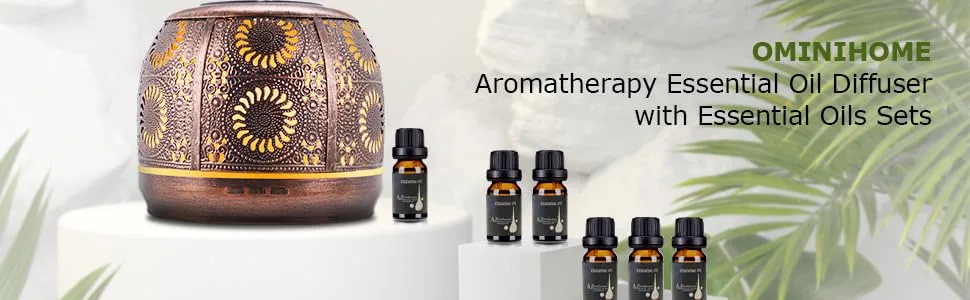 Ominihome Essential Oil Diffuser & Essential Oils, 500ML Diffusers for Essential Oils with 6 Essential Oils Set, Aromatherapy Diffuser for Large Room, Up to 20h Aroma, Teacher Gifts 500ml With Oils - oil diffuser