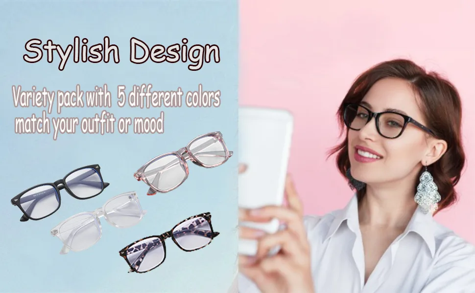 4 Pack Reading Glasses Blue Light Blocking Readers for Women Men Nerd Glasses Comfort Lightweight Eyeglasses Black Leopard White Pink 1.25 x - stylish reading glasses