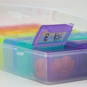 Weekly Pill Organizer 3 Times a Day, Travel Friendly Pill Box 7 Day with Large Compartments and Sturdy Design, Portable Medication Reminder for Vitamins/Fish Oils/Supplements Rainbow - icon