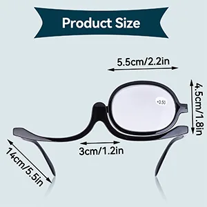 Agate magnification make-up glasses rotating make-up glasses with a lens and unidirectional enlargement foldable reading glasses indispensable make-up tool for women (blue) blue 3 - Make-up-Brille mit Vergrößerungsauge