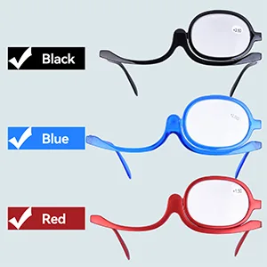 Agate magnification make-up glasses rotating make-up glasses with a lens and unidirectional enlargement foldable reading glasses indispensable make-up tool for women (blue) blue 3 - Make-up-Brille mit Vergrößerungsauge