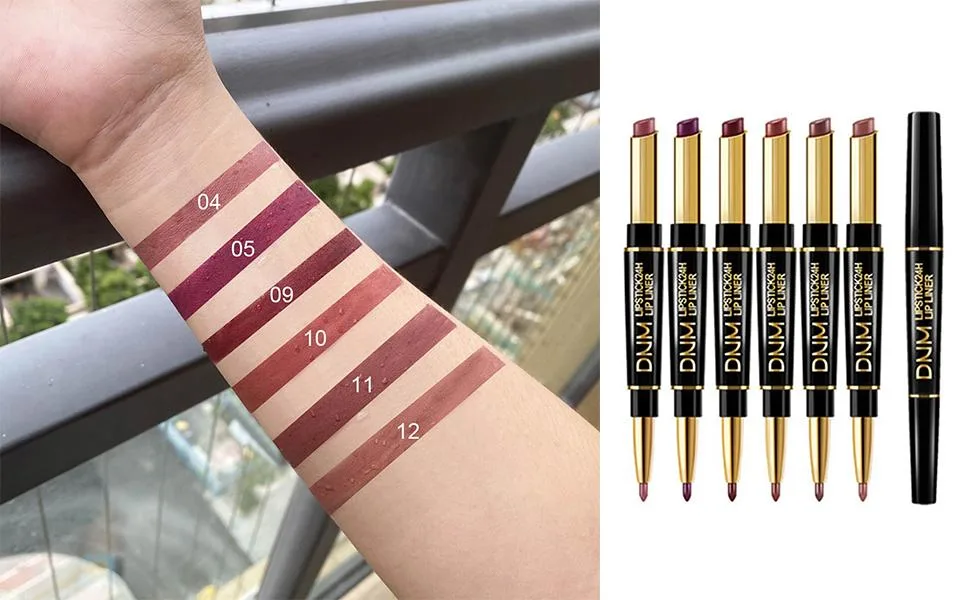 Tylyworth long-lasting matter lip liner double-sided lipstick set matt lipstick with lipstick lip-make-up cosmetics waterproof non-stick cups - 6Pcs Lip Liner Lippenstift Set