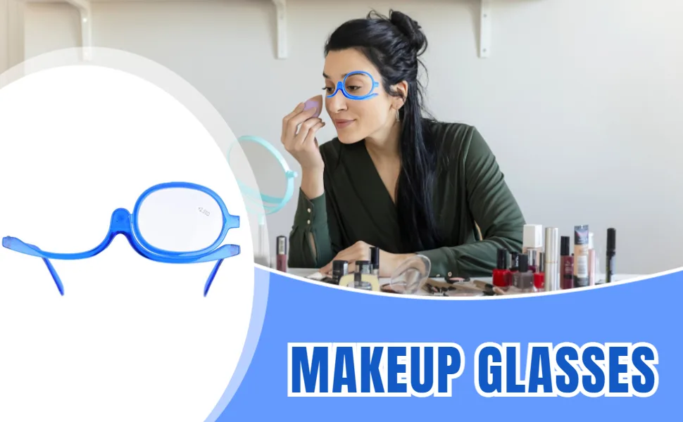 Magnifying Makeup Glasses Magnifying Eye Makeup Glasses Single Lens Rotating Glasses Women Makeup Essential Tool(Black 350) - Schminkbrille